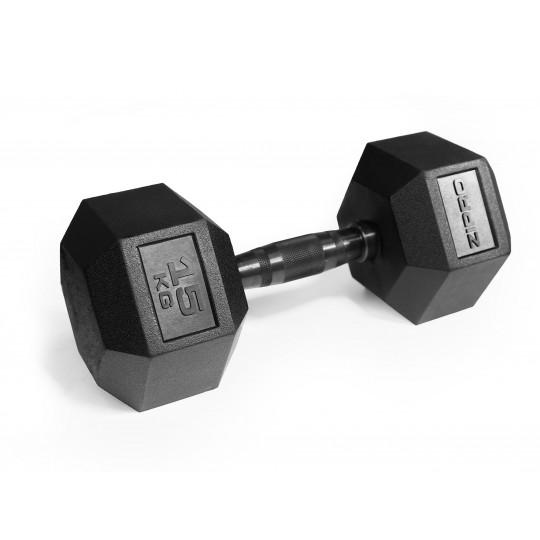 Гантель прорезиненная Zipro HEX 1 х 15 кг