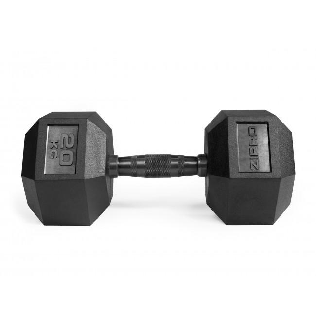 Гантель прорезиненная Zipro HEX 1 х 20 кг
