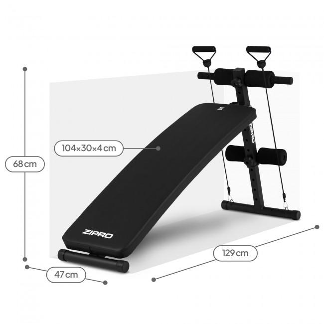 Скамья для пресса наклонная Zipro Slant с эспандерами