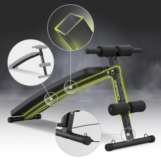 Скамья для пресса наклонная Zipro Slant с эспандерами