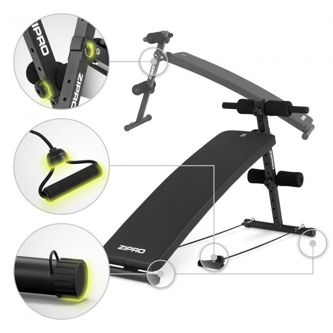Скамья для пресса наклонная Zipro Slant с эспандерами