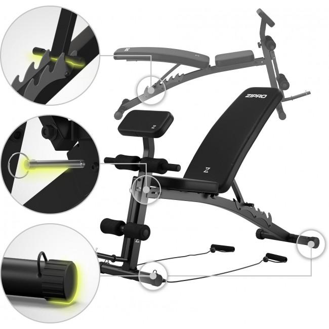 Скамья тренировочная с партой скотта и эспандерами Zipro Volume