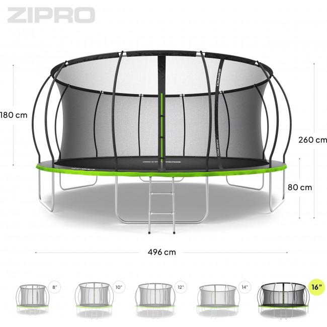 Батут Zipro Jump Pro Premium с внутренней сеткой 16FT (496 см)
