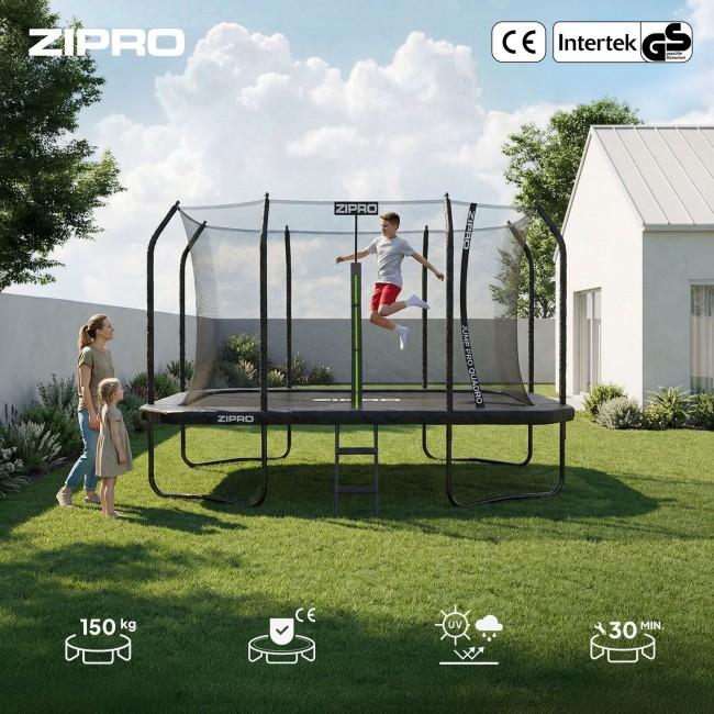 Батут прямоугольный Zipro Jump Pro Quadro с внутренней сеткой 12FT (366 x 244 см)