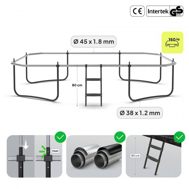 Батут прямоугольный Zipro Jump Pro Quadro с внутренней сеткой 12FT (366 x 244 см)