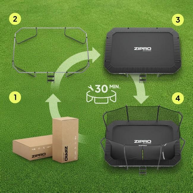 Батут прямоугольный Zipro Jump Pro Quadro с внутренней сеткой 12FT (366 x 244 см)