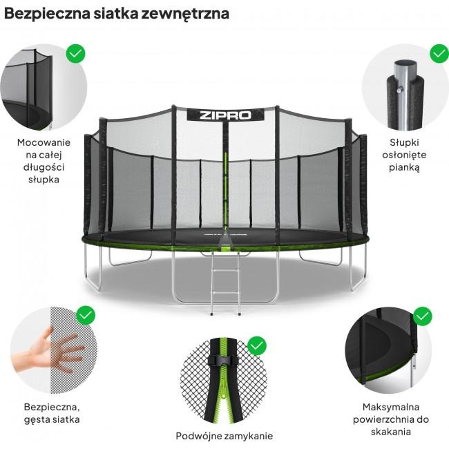 Батут Zipro Jump Pro OUT с внешней сеткой 16FT (496 см)
