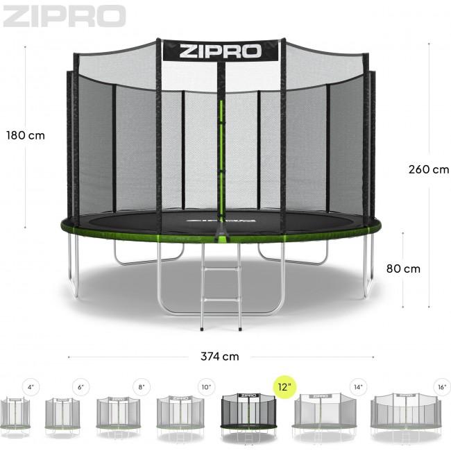 Батут Zipro Jump Pro OUT с внешней сеткой 12FT (374 см)