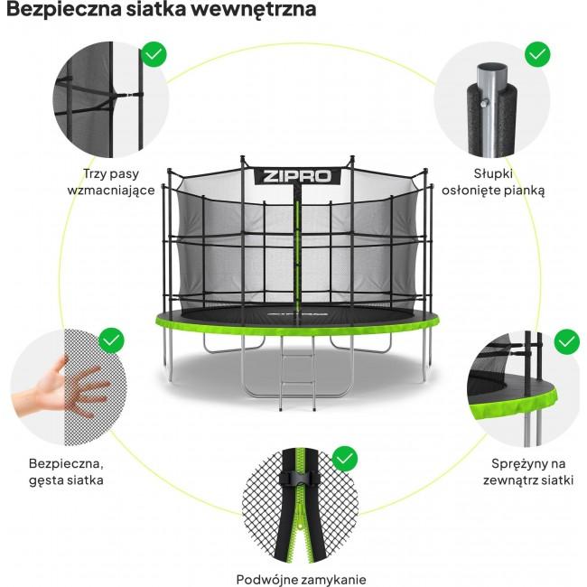 Батут Zipro Jump Pro с внутренней сеткой 12FT 374 см
